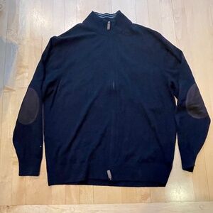 Super soft mens Cremieux XL 70% merino 30% cashmere full zip navy blue sweater